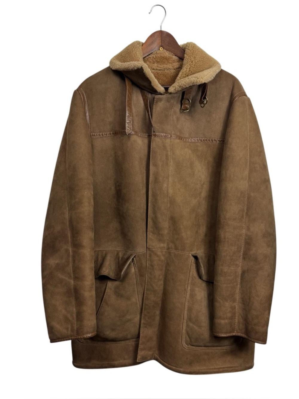 Sawyer of Napa‎ Men's Brown Suede Shearling-Lined Field Coat